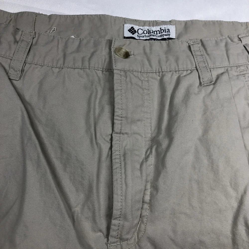 Vintage‎ Columbia Shorts Mens 40 Beige Adjustable Waist Cargo Pockets Hiking 8